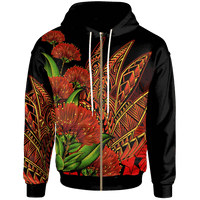 Polynesian Hawaii Zip up Hoodie Ohia Lehua Unisex Red - Polynesian Pride