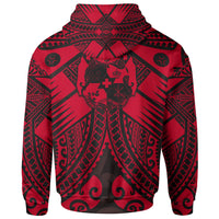 Tonga Polynesian Zip up Hoodie Tonga Red Seal with Polynesian tattoo - Polynesian Pride