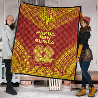 Papua New Guinea Premium Quilt - Papua New Guinea Coat Of Arms Polynesian Chief Red Version - Polynesian Pride
