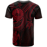 Tahiti Custom T Shirt Red Turtle - Polynesian Pride