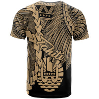 Tahiti Polynesian T Shirt Tribal Wave Tattoo Gold - Polynesian Pride