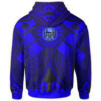 Tahiti Zip up Hoodie Blue Seal with Polynesian Tattoo - Polynesian Pride
