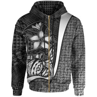 Polynesian Zip up Hoodie White Turtle with Hook Unisex WHITE - Polynesian Pride
