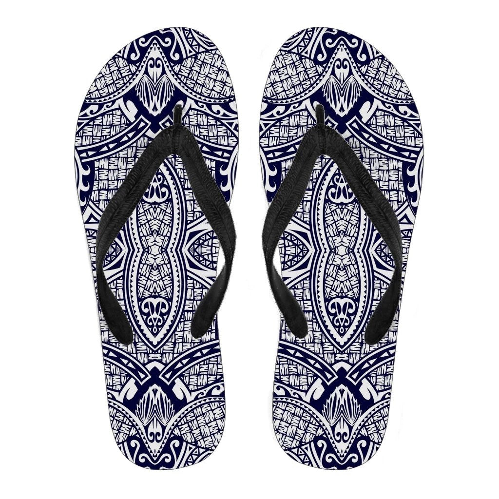 Polynesian Flip Flops Blue And White Men's Flip Flops Black - Polynesian Pride