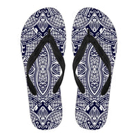Polynesian Flip Flops Blue And White Men's Flip Flops Black - Polynesian Pride