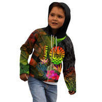 Tahiti Polynesian Zip up Hoodie Hibiscus and Banana Leaves - Polynesian Pride