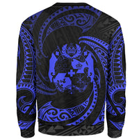 Tonga Polynesian Custom Personalised Sweater - Blue Tribal Wave - Polynesian Pride