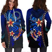 Cook Islands Custom Personalised Hoodie Dress - Vintage Tribal Mountain - Polynesian Pride