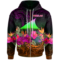 Tokelau Zip up Hoodie Summer Hibiscus Unisex Reggae - Polynesian Pride