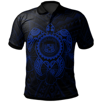 Hawaii Polynesian Polo Shirt Vintage Polynesian Turtle (Blue) Unisex Blue - Polynesian Pride