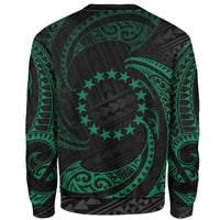 Cook Islands Polynesian Sweater - Green Tribal Wave - Polynesian Pride