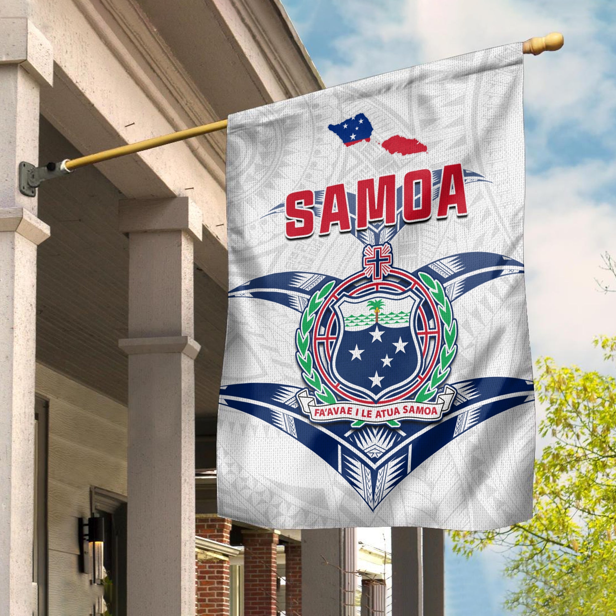Toa Samoa Rugby Flag Siamupini Proud White Ver.02 LT13 - Polynesian Pride