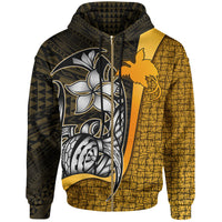 Papua New Guinea Polynesian Zip up Hoodie Gold Turtle with Hook Unisex GOLD - Polynesian Pride