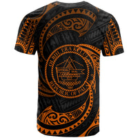 Palau Polynesian Custom T Shirt Orange Tribal Wave - Polynesian Pride