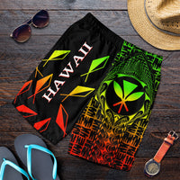 Hawaii Men Shorts - Kanaka Maoli Rocket Style(Reggae) - Polynesian Pride