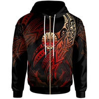 Tahiti Polynesian Zip Hoodie Legend Red Version Unisex Black - Polynesian Pride