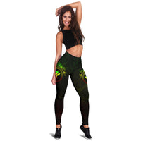 Polynesian Hawaii Women's Legging - Reggae Turtle Hibiscus Flower Frame Vintage - Polynesian Pride