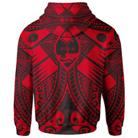 Guam Polynesian Zip up Hoodie Red Guam Coat of Arms Polynesian Tattoo - Polynesian Pride