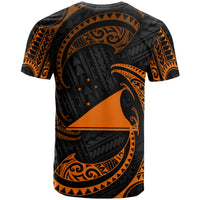Tokelau Polynesian All Over T Shirt Orange Tribal Wave - Polynesian Pride