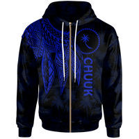 Chuuk Zip up Hoodie Polynesian Wings (Blue) Unisex Blue - Polynesian Pride