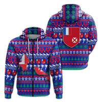 Wallis and Futuna Christmas Zip Hoodie Ugly Christmas LT12 Unisex Blue - Polynesian Pride