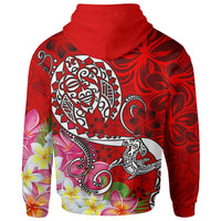 Polynesian Hoodie Turtle Plumeria Red Color - Polynesian Pride