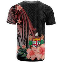 Fiji T Shirt Red Polynesian Hibiscus Pattern Style - Polynesian Pride