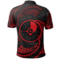 Yap Micronesia Custom Polo Shirt Red Tribal Wave - Polynesian Pride