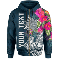 Polynesian Custom Zip up Hoodie Summer Vibes Unisex Blue - Polynesian Pride