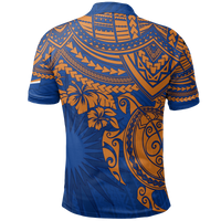 Marshall Islands Polo Shirt Marshall Islands FLag Blue Turtle Hibiscus - Polynesian Pride