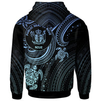 Niue Custom Hoodie Blue Turtle - Polynesian Pride