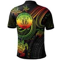 Niue Custom Polo Shirt Reggae Turtle - Polynesian Pride