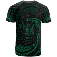 Niue Polynesian Custom T Shirt Green Tribal Wave - Polynesian Pride