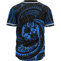 Tonga Polynesian Baseball Shirt - Blue Tribal Wave - Polynesian Pride