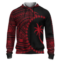 Chuuk Hoodie Micronesia Red Patterns With Coat of Arms Unisex Black - Polynesian Pride