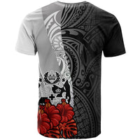 Tonga Polynesian Custom T Shirt Coat of Arms With Hibiscus White - Polynesian Pride