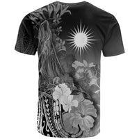 Marshall Islands Custom T Shirt Humpback Whale with Tropical Flowers (White) - Polynesian Pride