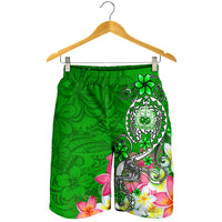 Samoa Men's Shorts - Turtle Plumeria (Green) - Polynesian Pride