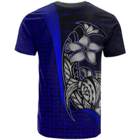 Polynesian T Shirt Blue Turtle with Hook - Polynesian Pride