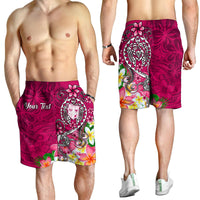 Fiji Custom Personalised Men's Shorts - Turtle Plumeria (Pink) - Polynesian Pride