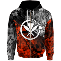 Polynesian Hawaii Kanaka Maoli Zip up Hoodie Vintage Polynesian Style Unisex Red - Polynesian Pride