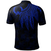 Pohnpei Polo Shirt Polynesian Wings (Blue) - Polynesian Pride