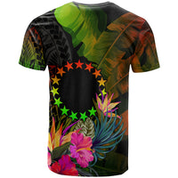 Cook Islands Polynesian T Shirt Hibiscus and Banana Leaves - Polynesian Pride