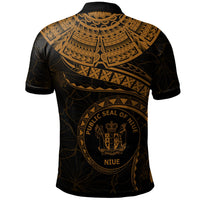 Niue Polynesian Custom Polo Shirt Niue Waves (Golden) - Polynesian Pride