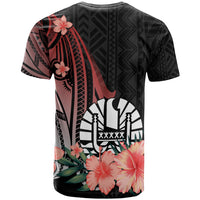 Tahiti T Shirt Red Polynesian Hibiscus Pattern Style - Polynesian Pride