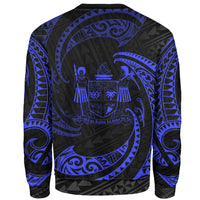 Fiji Polynesian Custom Personalised Sweater - Blue Tribal Wave - Polynesian Pride