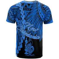 New Caledonia Polynesian Custom T Shirt Tribal Wave Tattoo Blue - Polynesian Pride