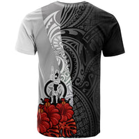 Vanuatu Polynesian T Shirt Coat of Arms With Hibiscus White - Polynesian Pride