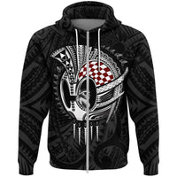 Hawaii Polynesian Warrior Mask Zip Hoodie Toon Style - Polynesian Pride