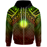 Polynesian Marshall Islands Custom Zip up Hoodie Reggae Vintage Polynesian Patterns Unisex Reggae - Polynesian Pride